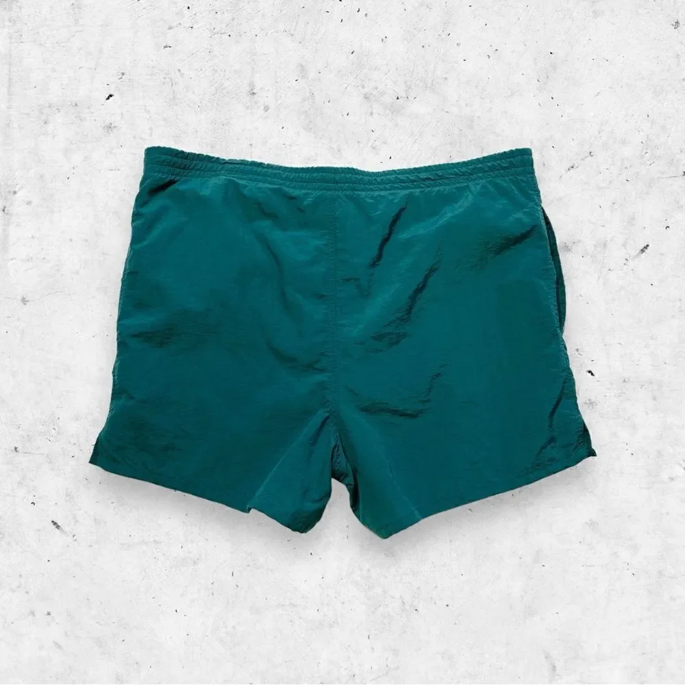 Vintage 90s Cheetah Sports Nylon Swim Shorts, Mesh Lined, Drawstring, Pocket…